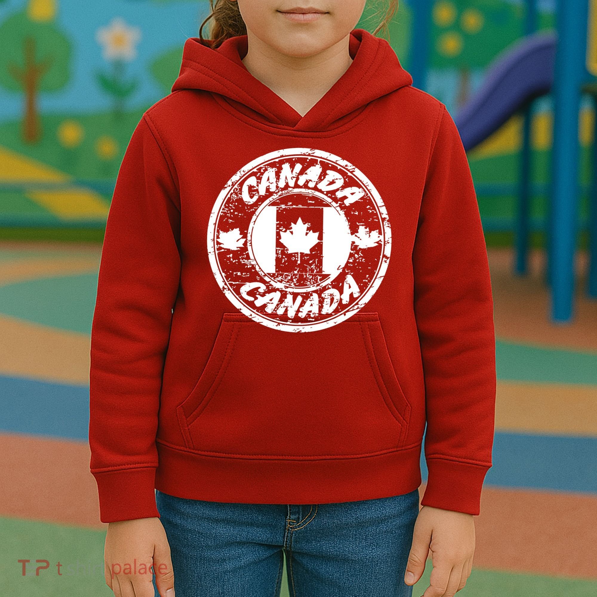 Canada Retro Circle Kids Hoodie