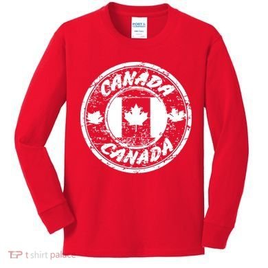 Canada Retro Circle Kids Long Sleeve Shirt