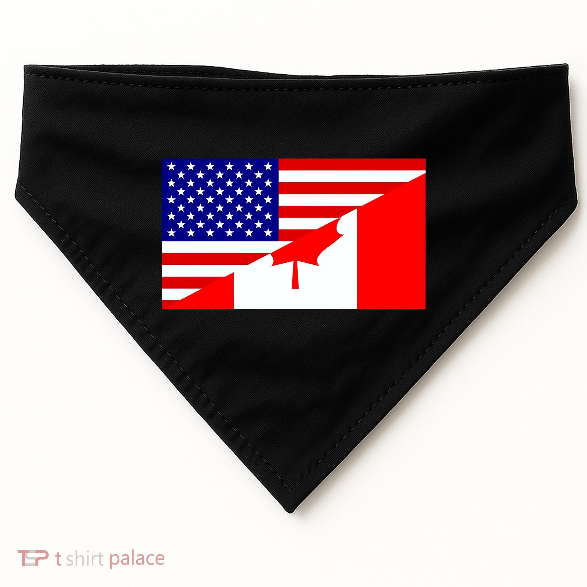 Canadian American USA Flag USA-Made Doggie Bandana