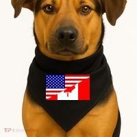 Canadian American USA Flag USA-Made Doggie Bandana thumb 1