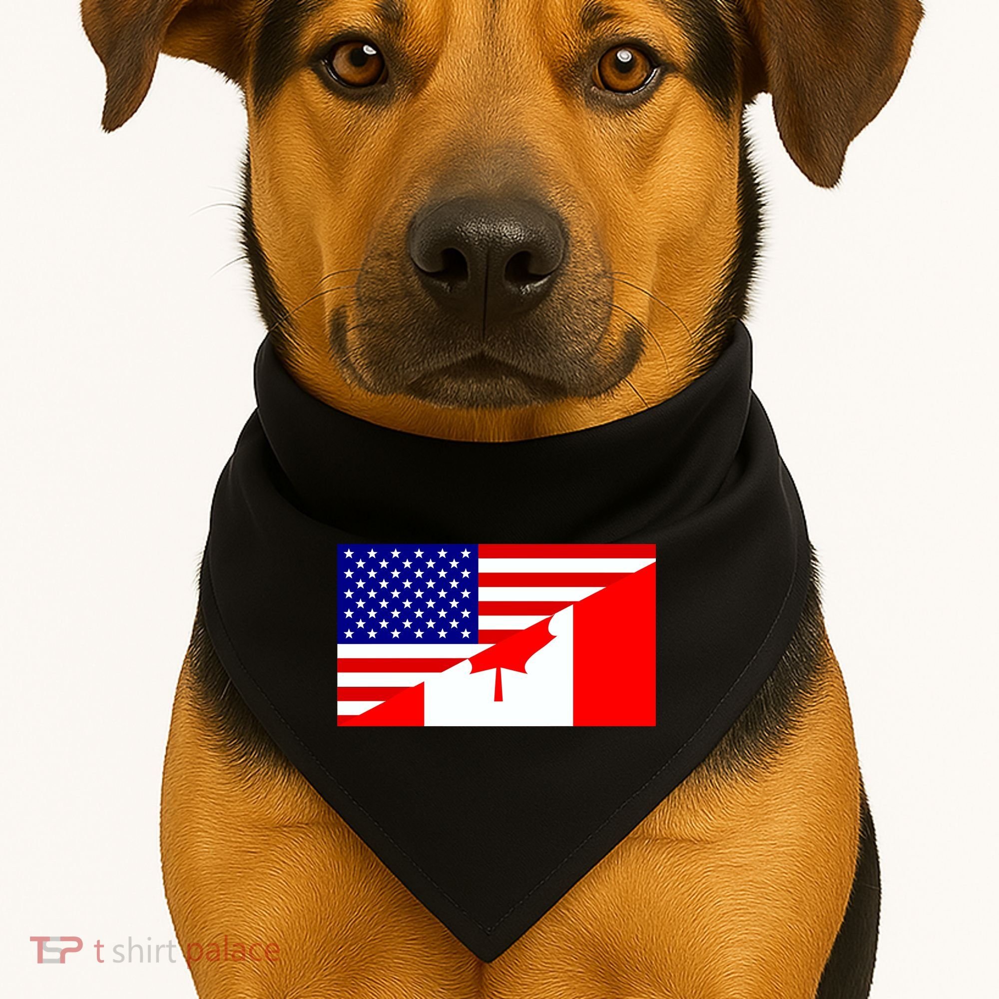 Canadian American USA Flag USA-Made Doggie Bandana