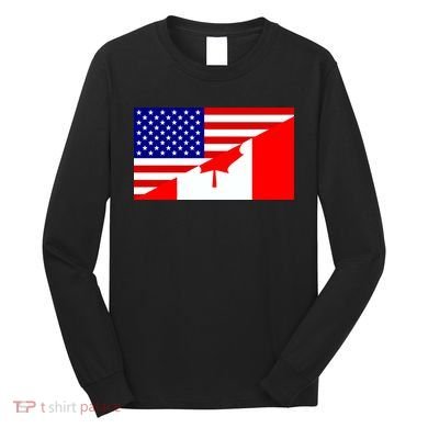 Canadian American USA Flag Long Sleeve Shirt