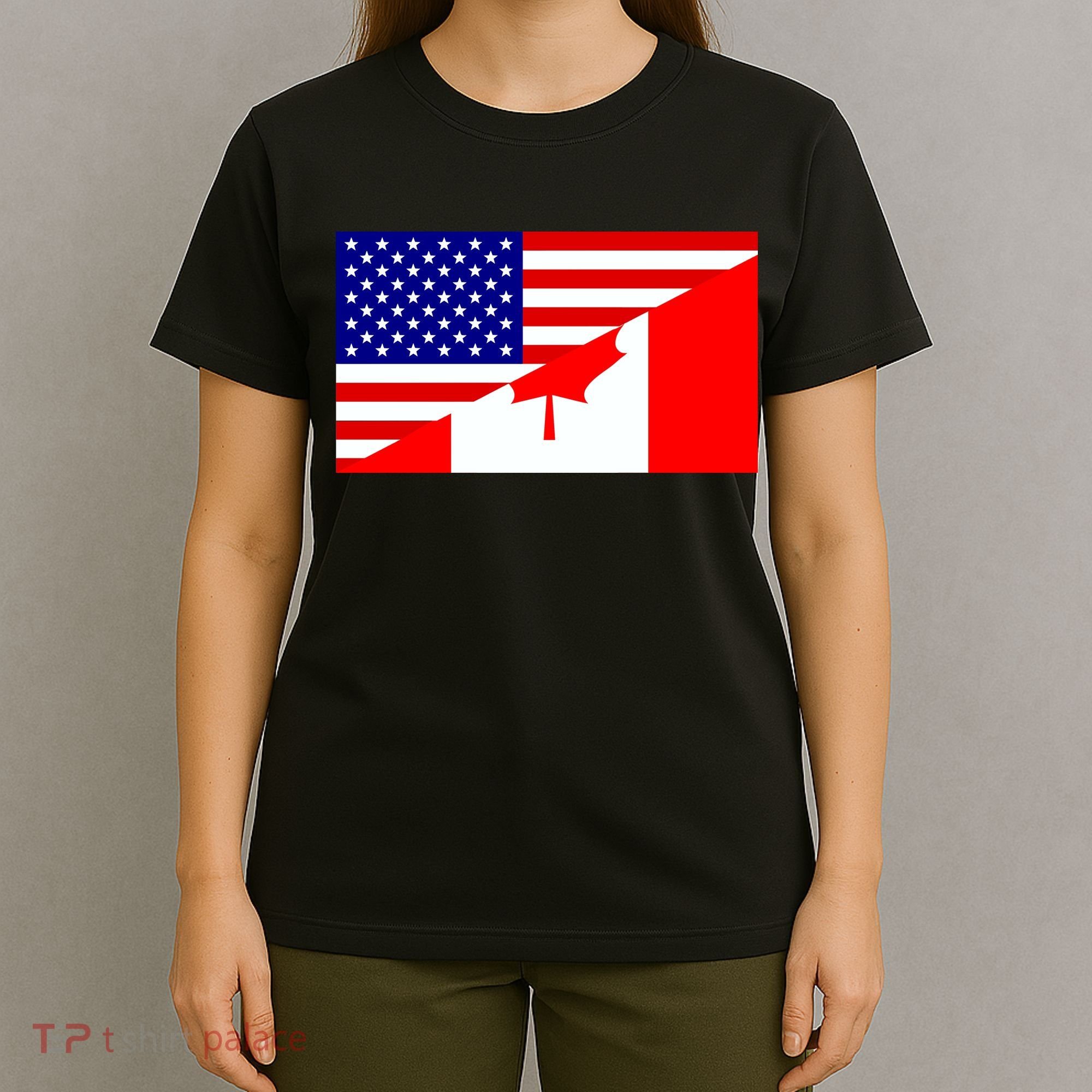 Canadian American USA Flag T-Shirt