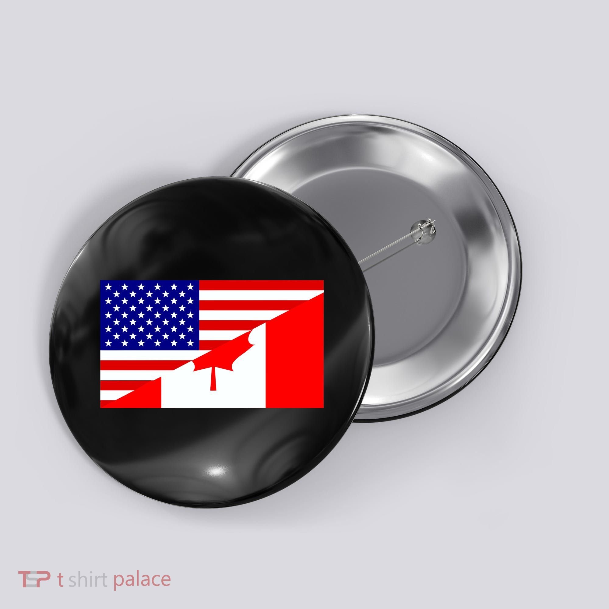 Canadian American USA Flag Button