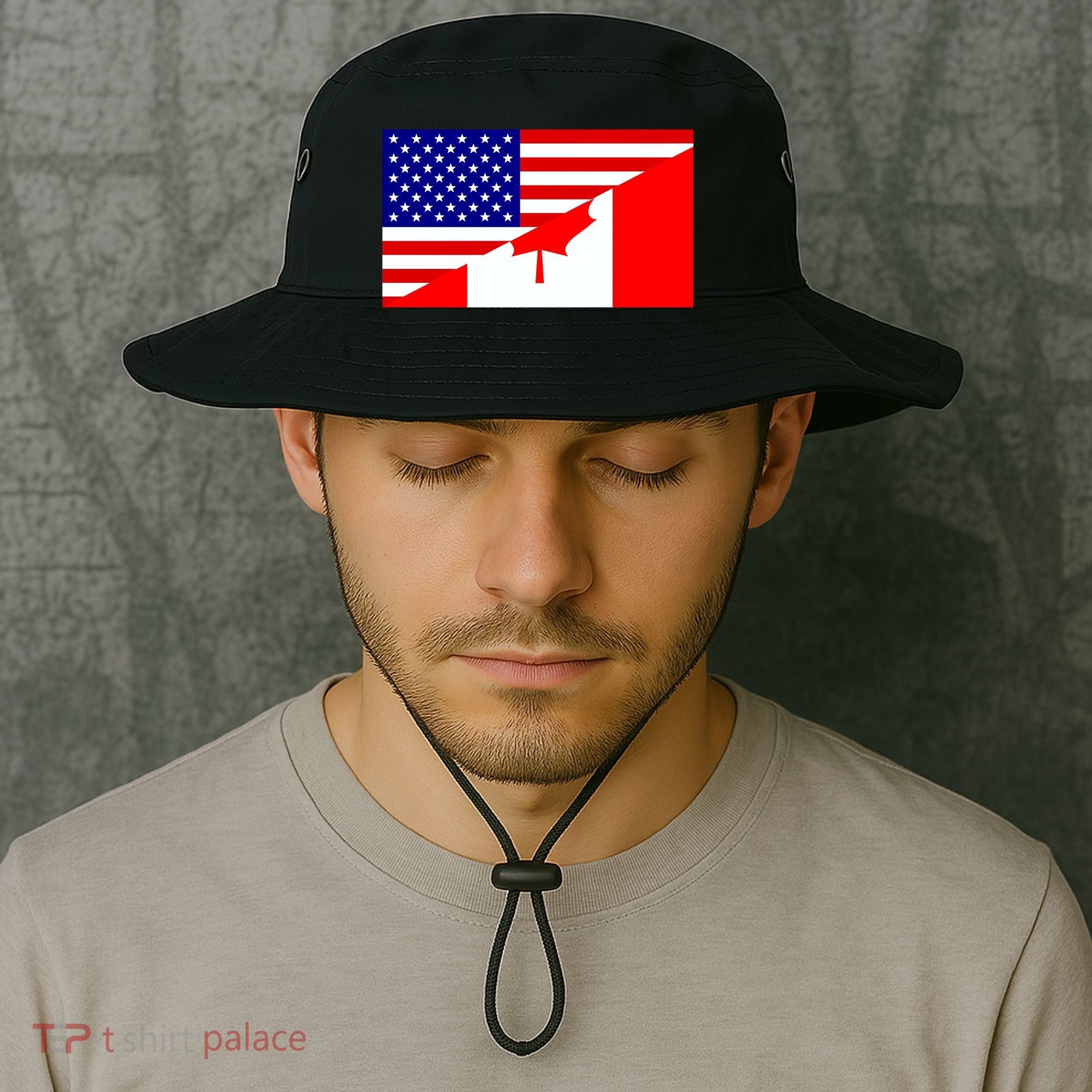Canadian American USA Flag Bucket Hat