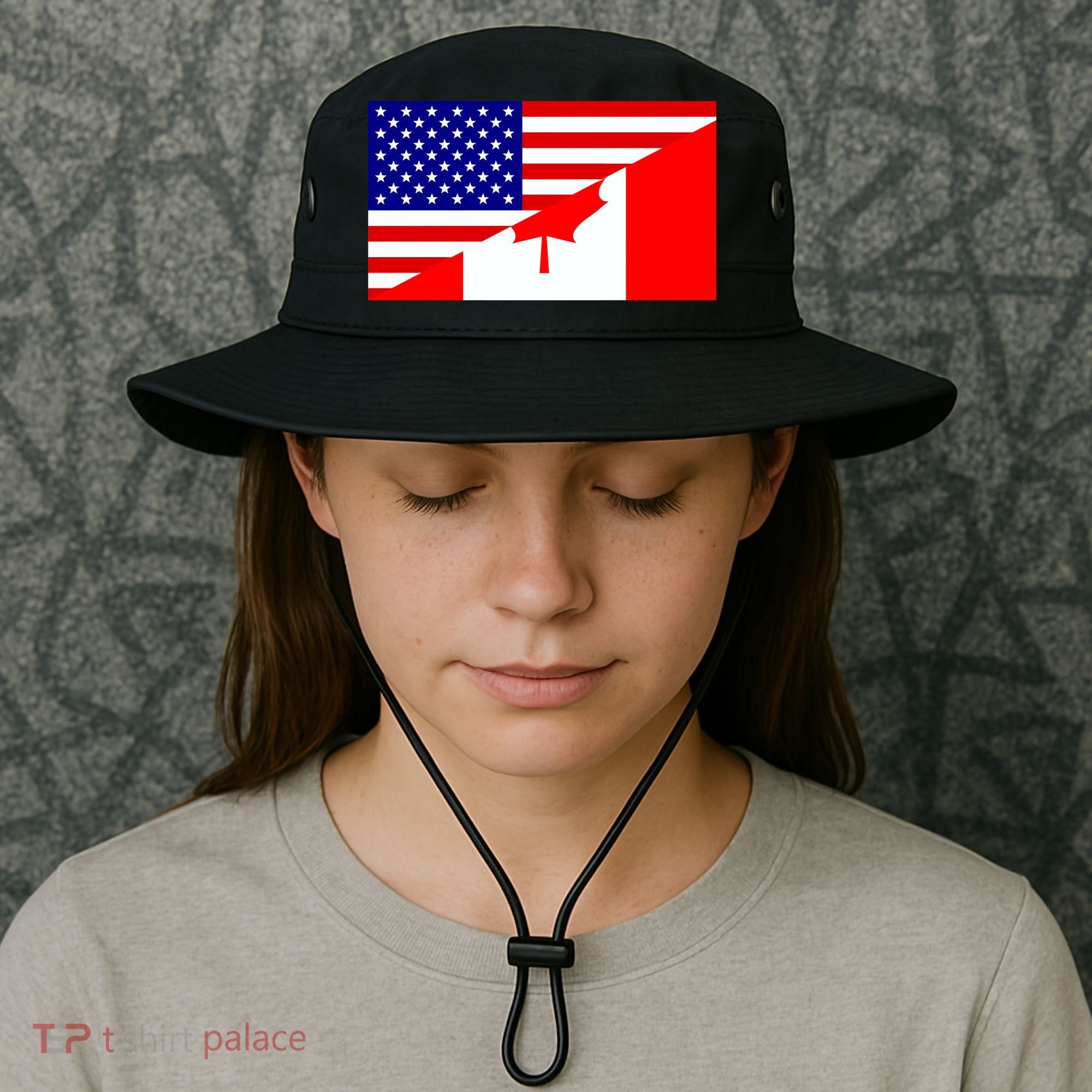 Canadian American USA Flag Bucket Hat
