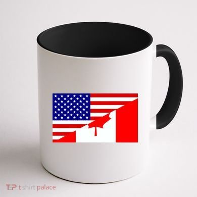 Canadian American USA Flag Coffee Mug back