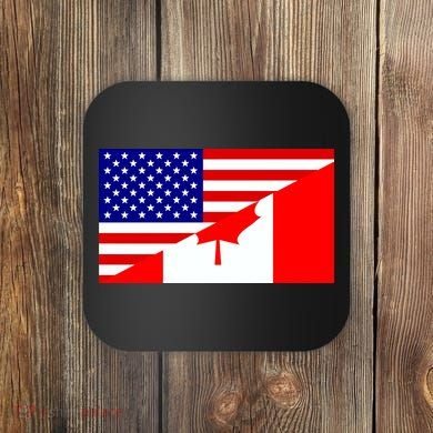Canadian American USA Flag Coaster