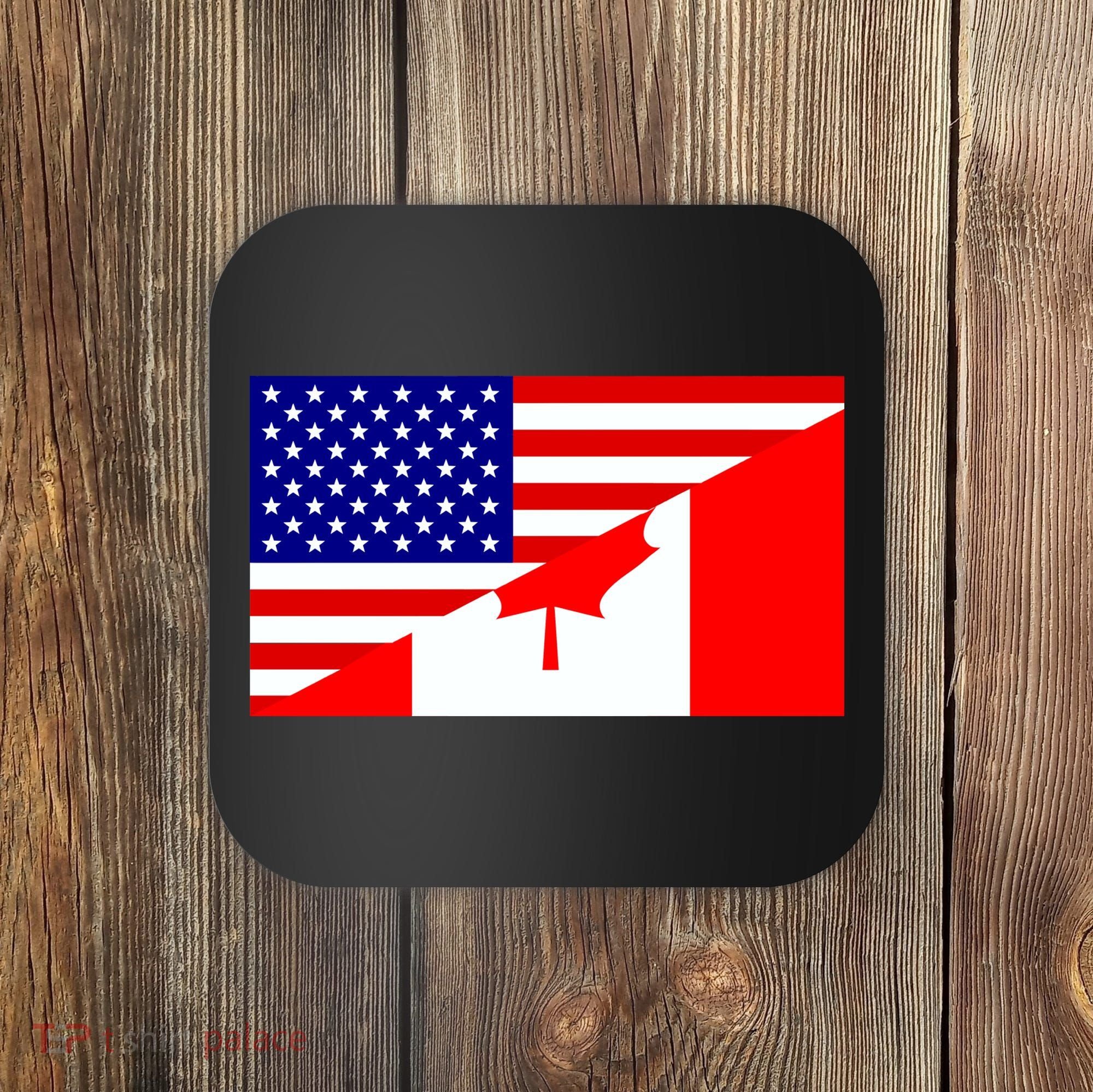 Canadian American USA Flag Coaster