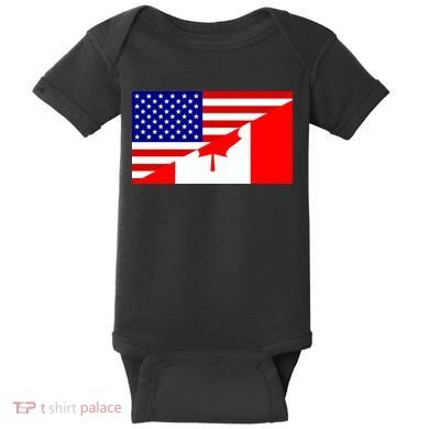 Canadian American USA Flag Baby Bodysuit