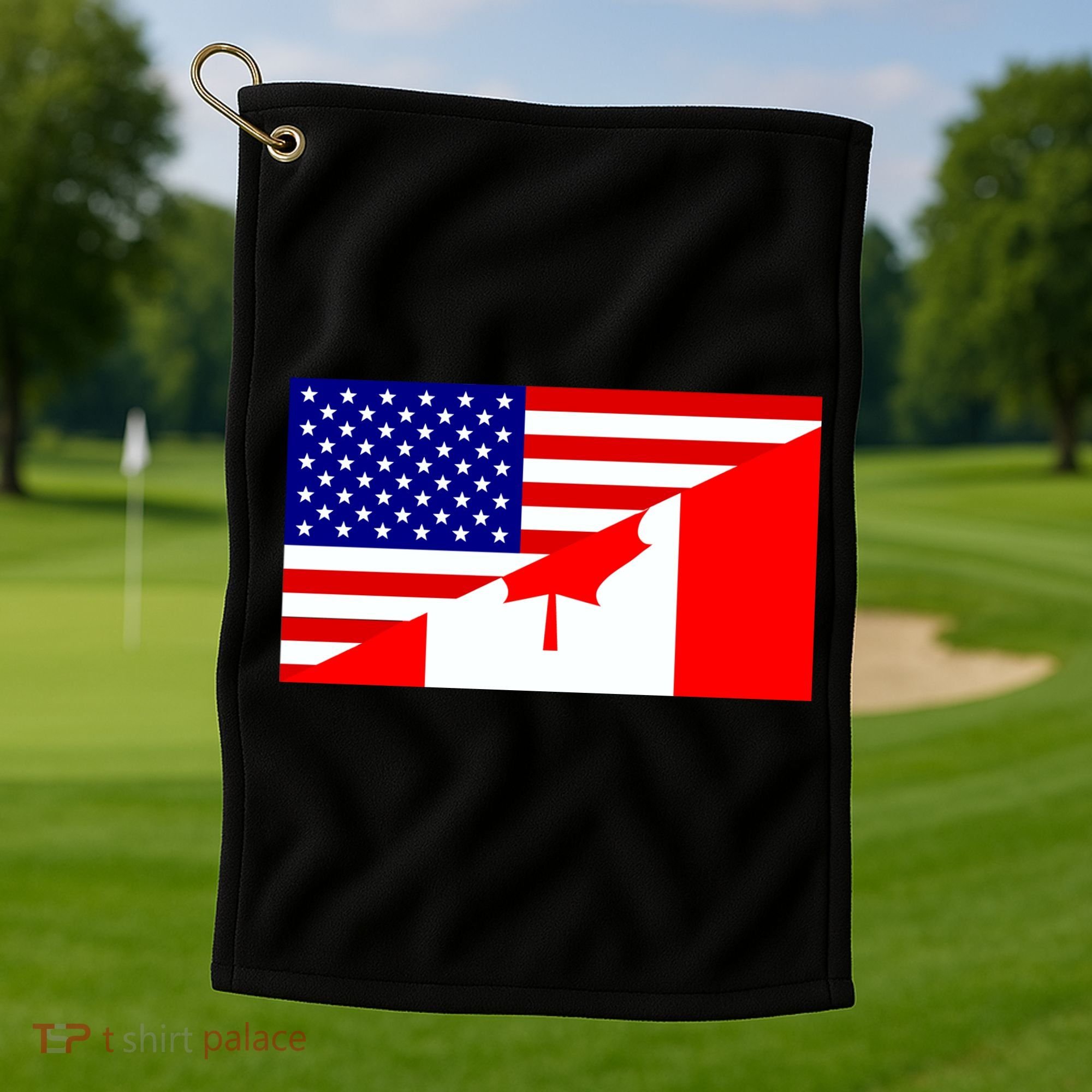 Canadian American USA Flag Golf Towel