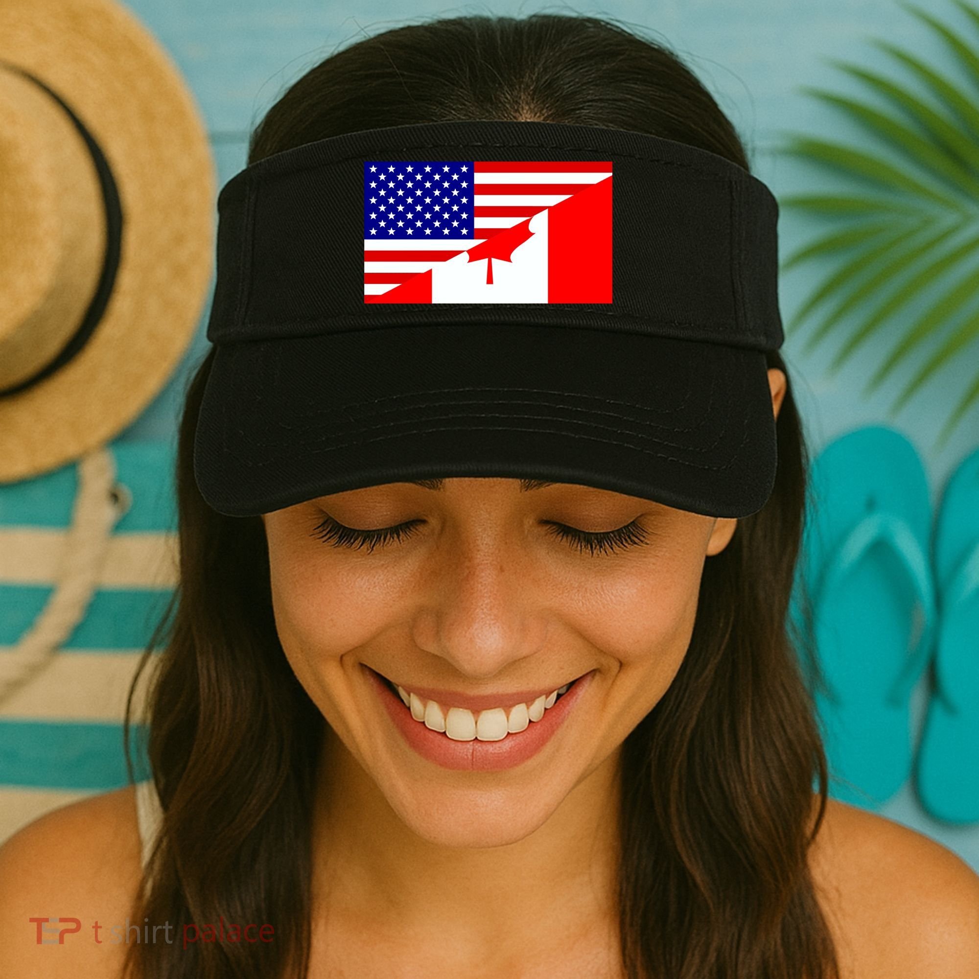 Canadian American USA Flag Visor