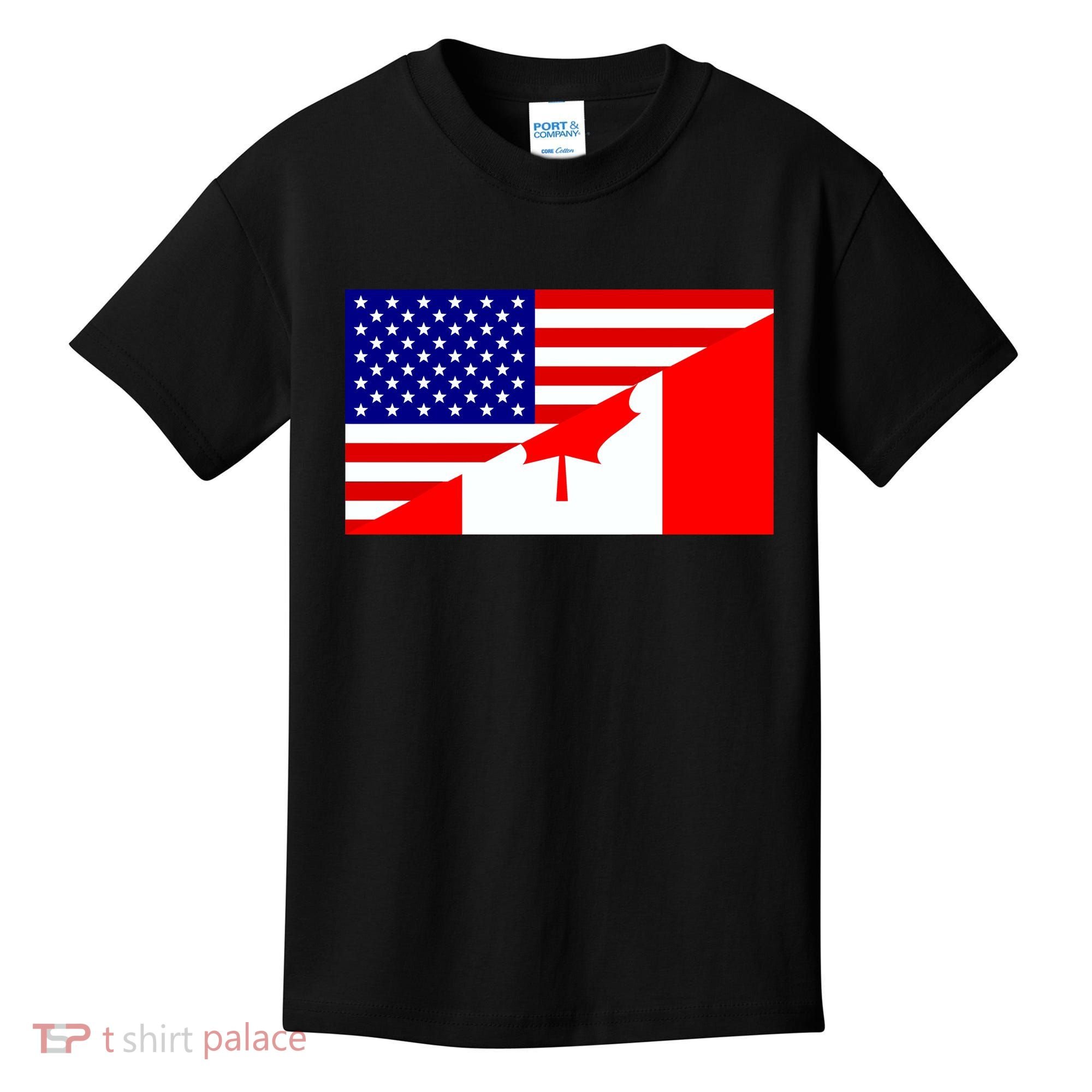 Canadian American USA Flag Kids T-Shirt