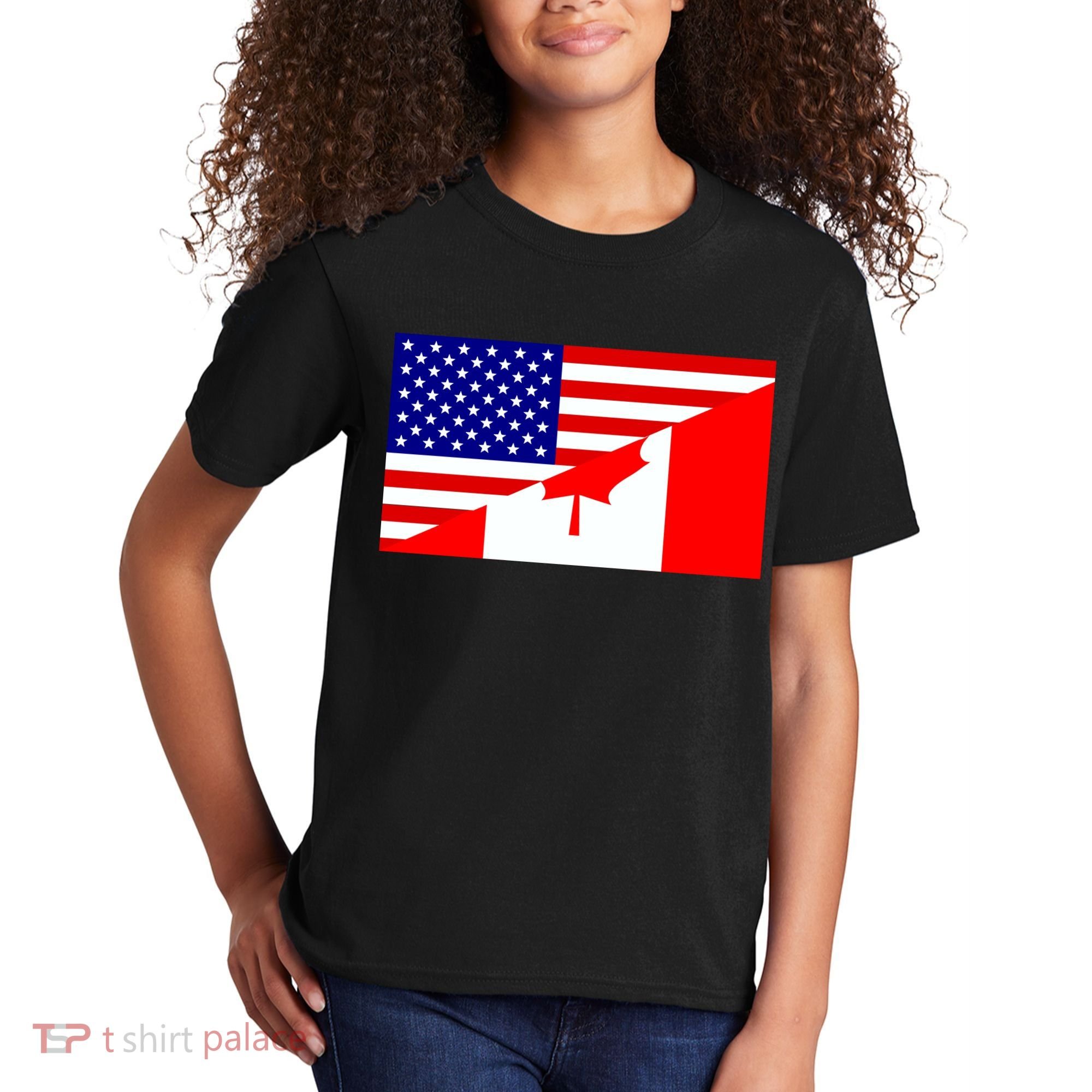 Canadian American USA Flag Kids T-Shirt