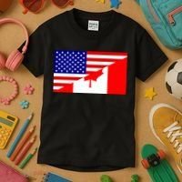 Canadian American USA Flag Kids T-Shirt thumb 3