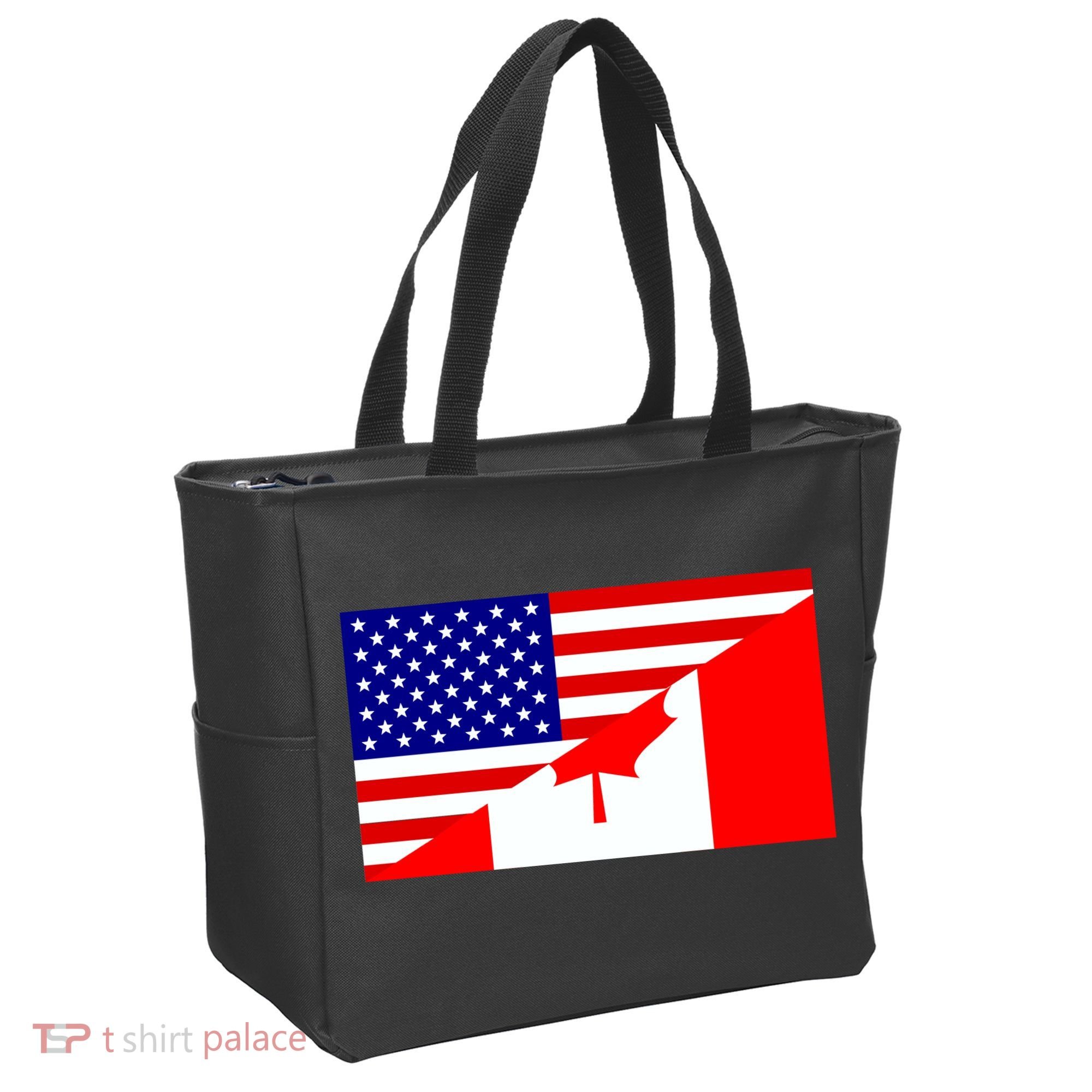 Canadian American USA Flag Tote Bag