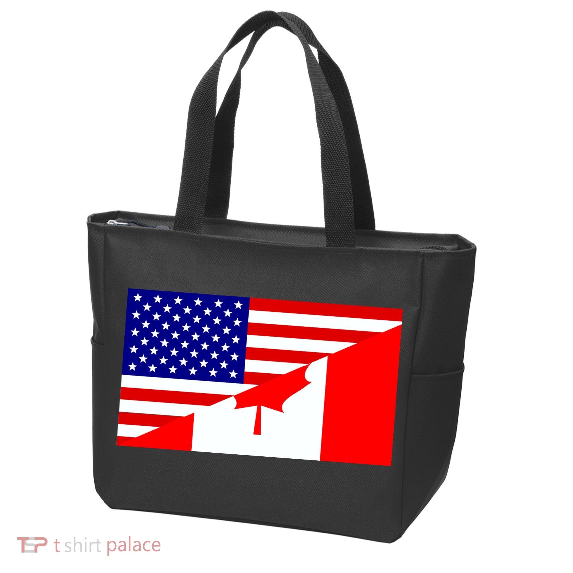 Canadian American USA Flag Tote Bag