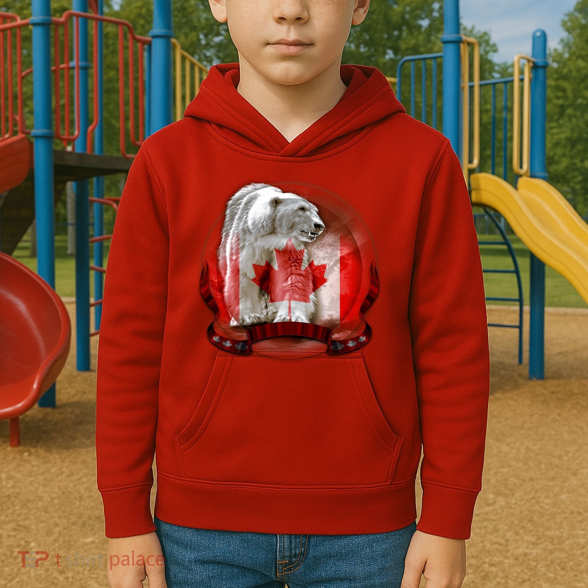 Canadian Polar Bear Wildlife Kids Hoodie