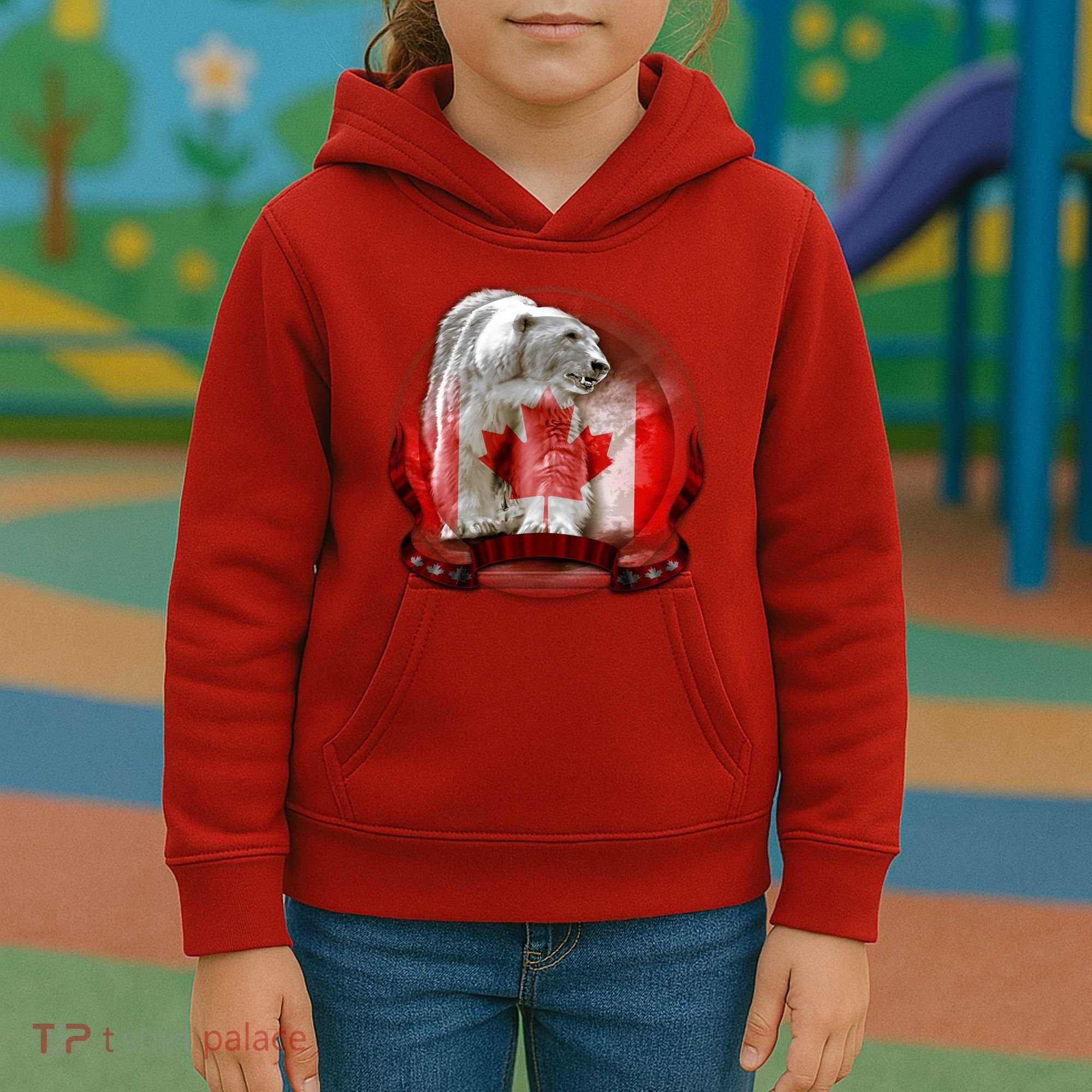 Canadian Polar Bear Wildlife Kids Hoodie