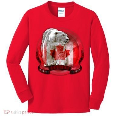 Canadian Polar Bear Wildlife Kids Long Sleeve Shirt