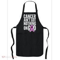 Cancer Ain't Got Nothing on God Breast Cancer Awareness Apron thumb 0