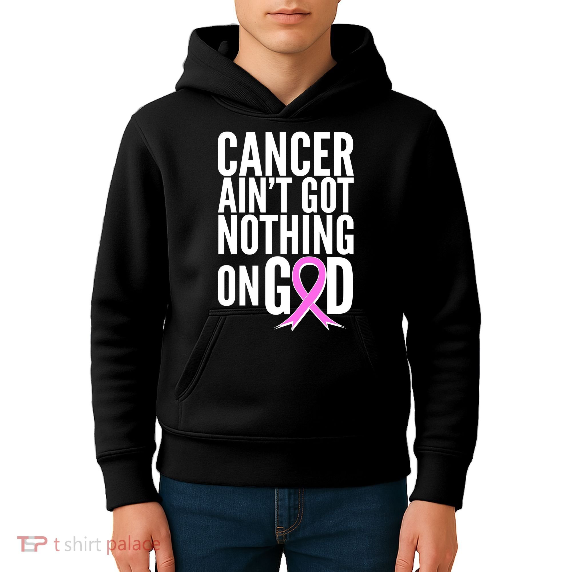 Cancer Ain't Got Nothing on God Breast Cancer Awareness Kids Hoodie