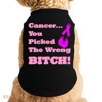 Cancer You Picked The Wrong Bitch Breast Cancer Doggie Tank thumb 0