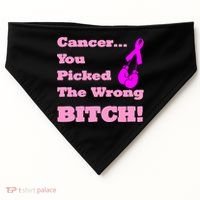 Cancer You Picked The Wrong Bitch Breast Cancer USA-Made Doggie Bandana thumb 0