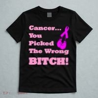 Cancer You Picked The Wrong Bitch Breast Cancer T-Shirt thumb 5