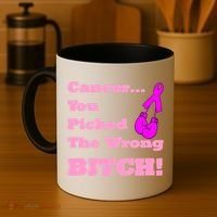 Cancer You Picked The Wrong Bitch Breast Cancer Coffee Mug thumb 4