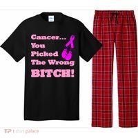 Cancer You Picked The Wrong Bitch Breast Cancer Pajama Set thumb 0