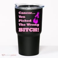 Cancer You Picked The Wrong Bitch Breast Cancer Tumbler thumb 0