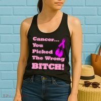 Cancer You Picked The Wrong Bitch Breast Cancer Women's Tank Top thumb 2