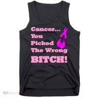 Cancer You Picked The Wrong Bitch Breast Cancer Tank Top thumb 0