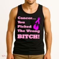 Cancer You Picked The Wrong Bitch Breast Cancer Tank Top thumb 3