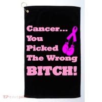 Cancer You Picked The Wrong Bitch Breast Cancer Golf Towel thumb 0