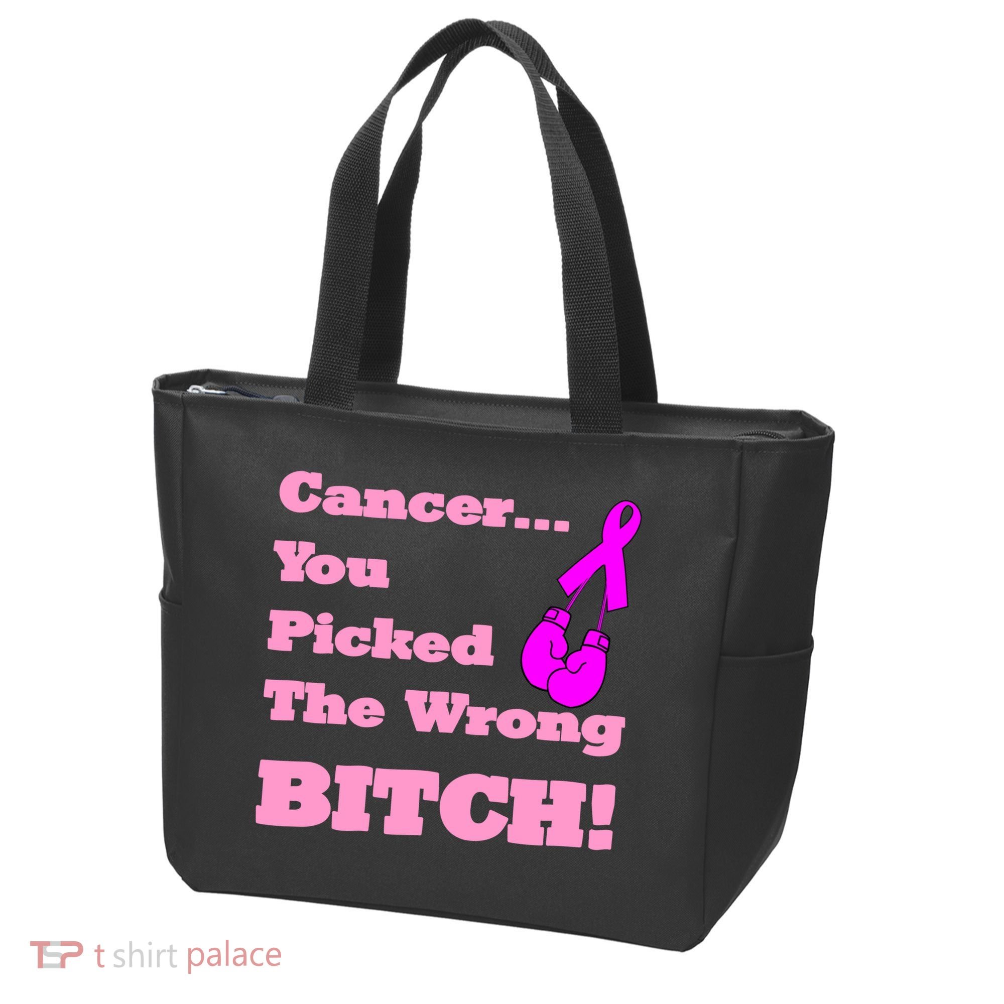 Cancer You Picked The Wrong Bitch Breast Cancer Tote Bag