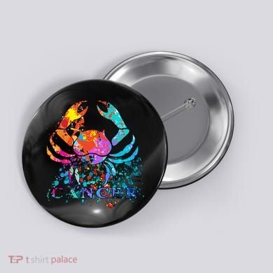 Cancer Zodiac Sign Crab Colorful Button