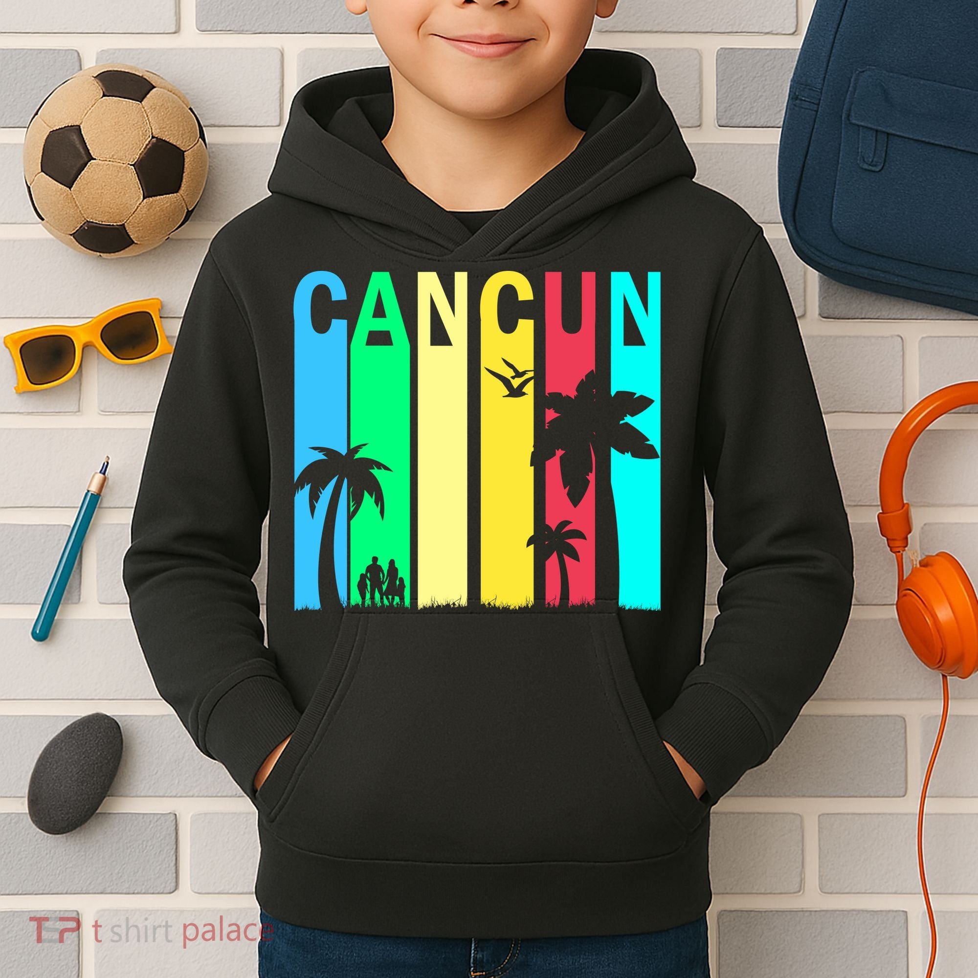 Cancun Retro Logo Kids Hoodie
