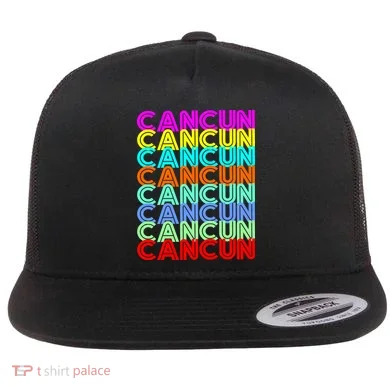 Cancun Retro Techno Flat Bill Trucker Hat