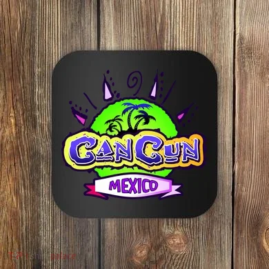 Cancun Tropical Logo Coaster