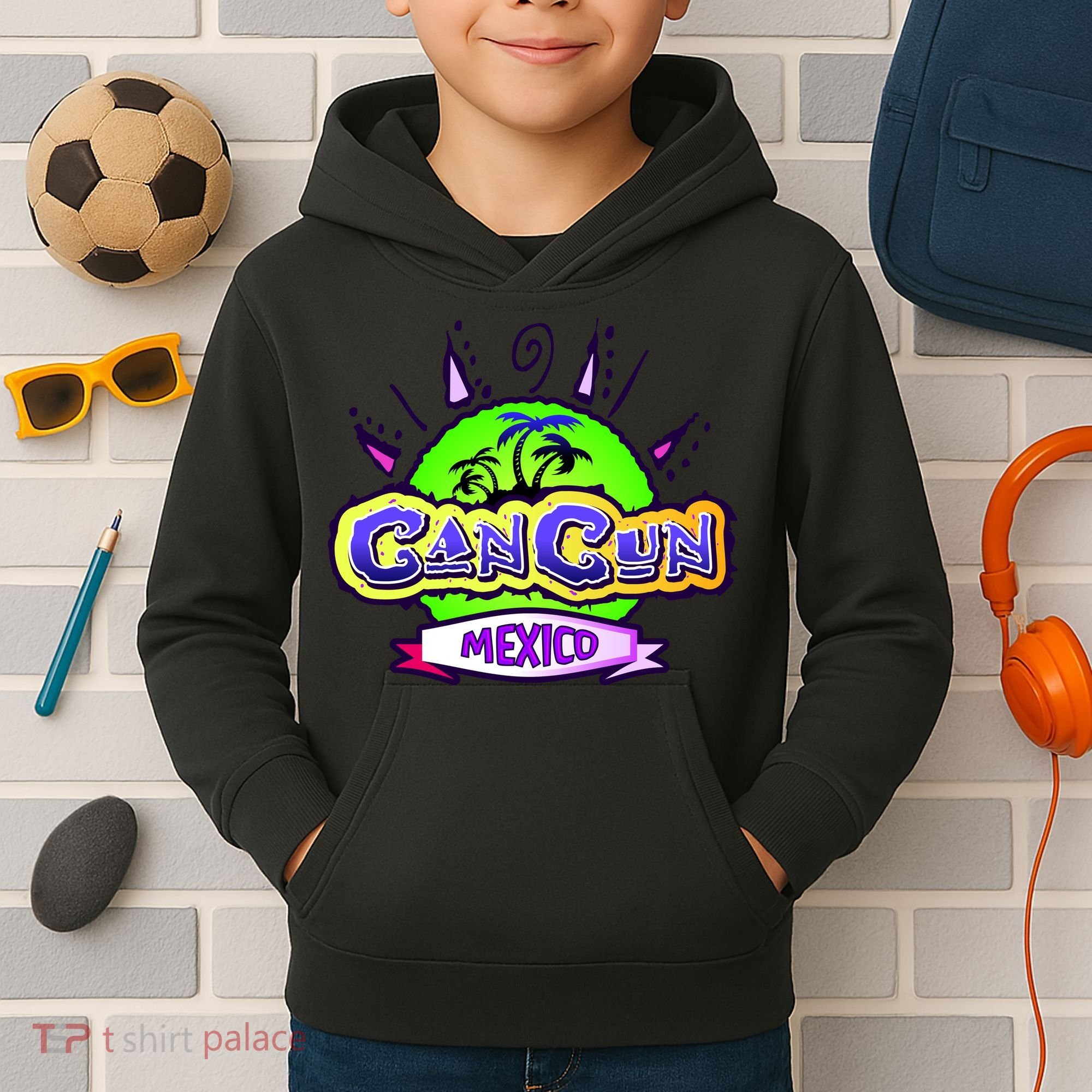 Cancun Tropical Logo Kids Hoodie