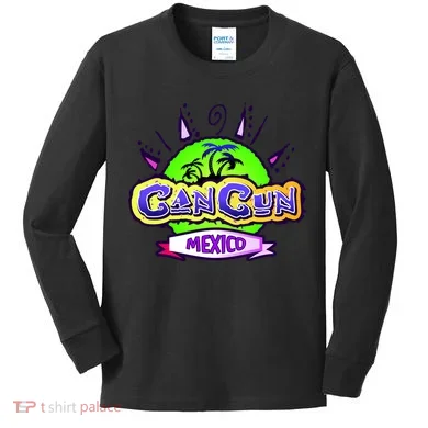 Cancun Tropical Logo Kids Long Sleeve Shirt