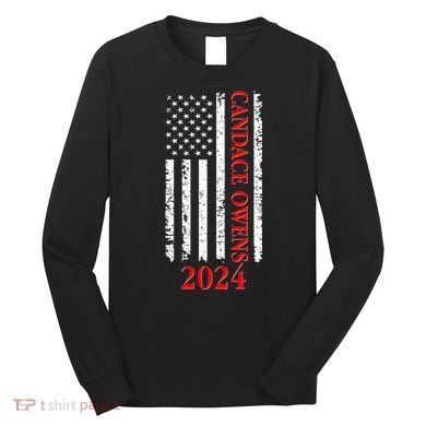 Candace Owens 2024 Distressed US Flag Long Sleeve Shirt