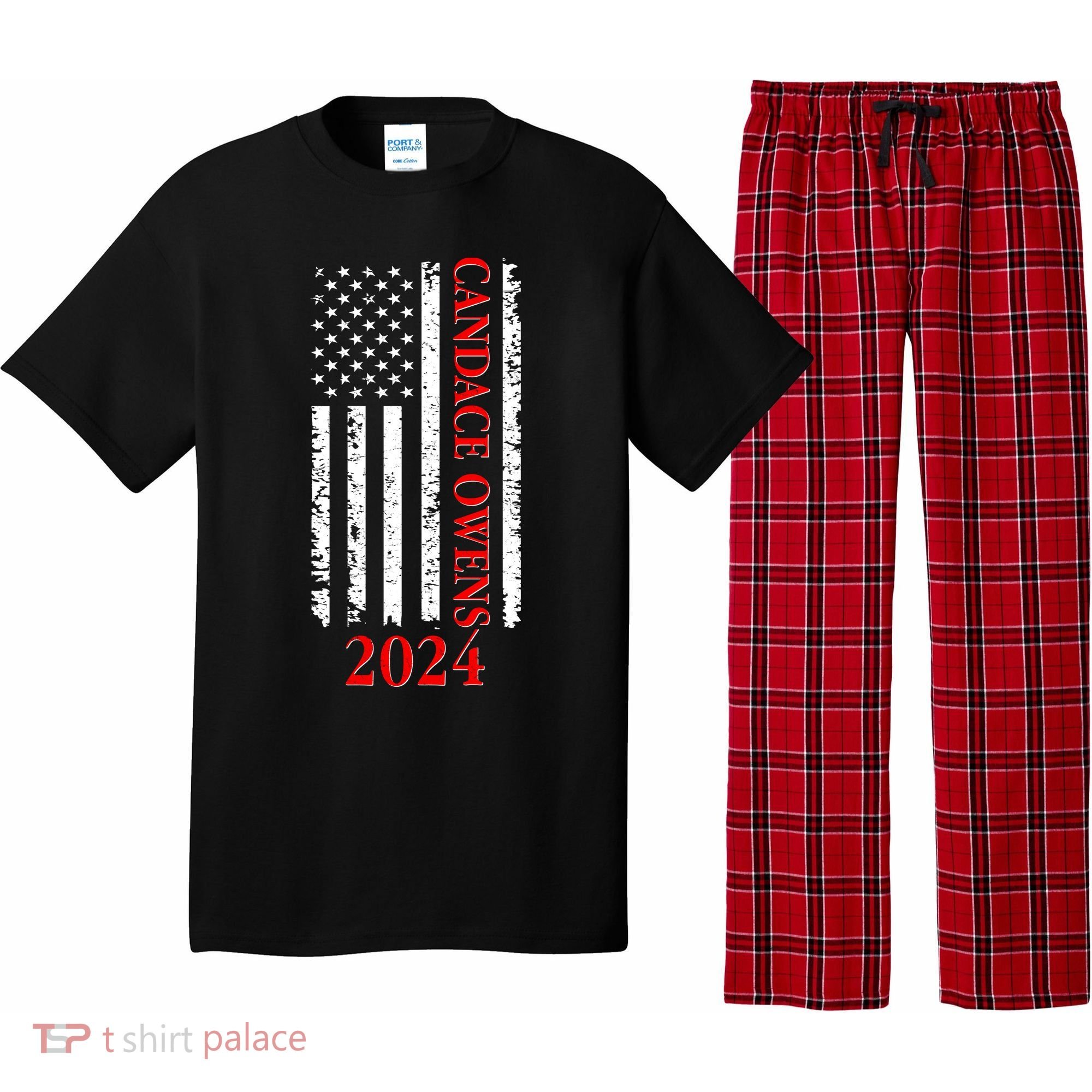 Candace Owens 2024 Distressed US Flag Pajama Set
