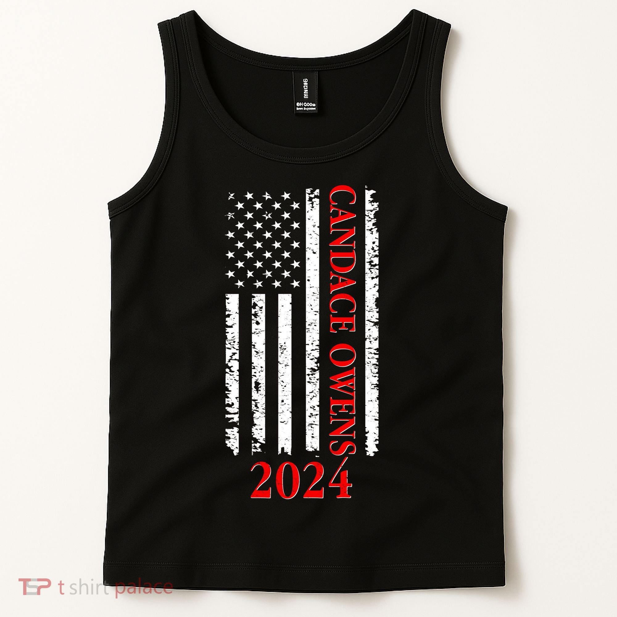 Candace Owens 2024 Distressed US Flag Tank Top