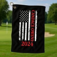 Candace Owens 2024 Distressed US Flag Golf Towel thumb 1
