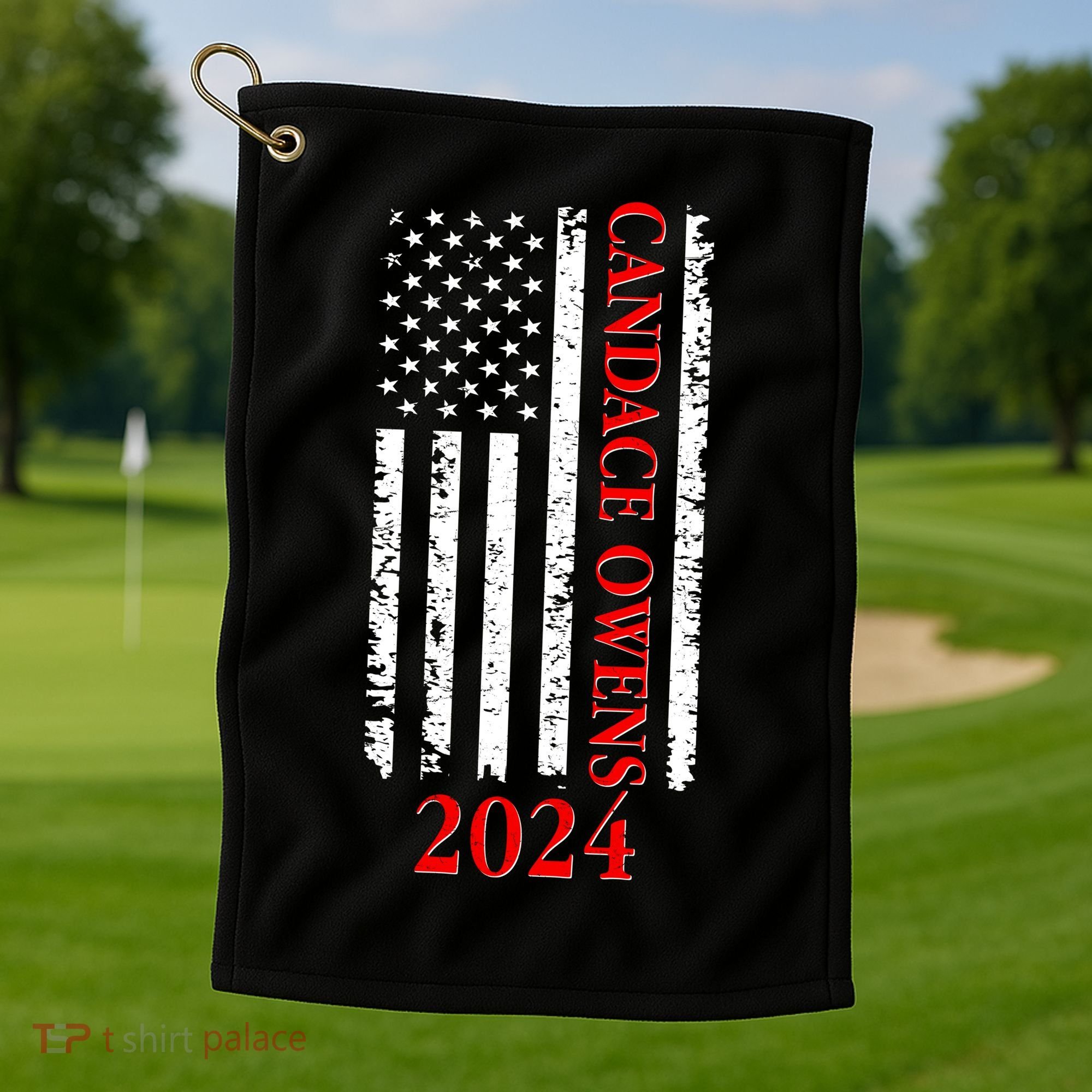 Candace Owens 2024 Distressed US Flag Golf Towel