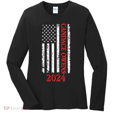 Candace Owens 2024 Distressed US Flag Women's Long Sleeve Shirt