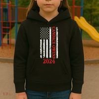 Candace Owens 2024 Distressed US Flag Kids Hoodie thumb 3